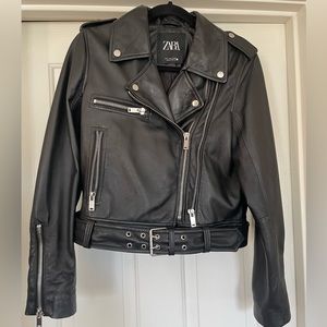 Zara moto leather jacket